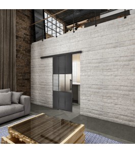 Glasschiebetür BLACK-LINE Loft Schwarzeisen Genietet 33 Blickdicht