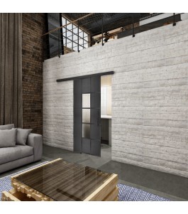 Glasschiebetür BLACK-LINE Loft Schwarzeisen Genietet 34 Blickdicht