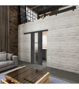 Glasschiebetür BLACK-LINE Loft Schwarzeisen Genietet 36 Blickdicht