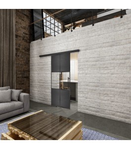 Glasschiebetür BLACK-LINE Loft Schwarzeisen Genietet 30 Auf Klarglas