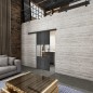 Glasschiebetür BLACK-LINE Loft Schwarzeisen Genietet 33 Auf Klarglas