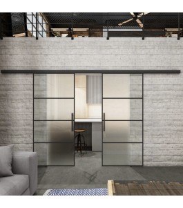 Glasschiebetür BLACK-LINE Loft Schwarzlack 02 Blickdicht