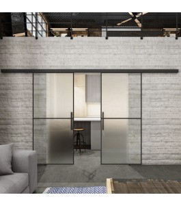 Glasschiebetür BLACK-LINE Loft Schwarzlack 04 Blickdicht
