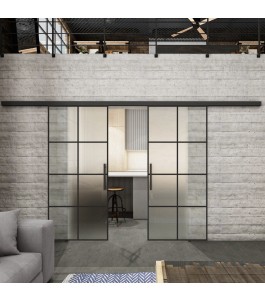 Glasschiebetür BLACK-LINE Loft Schwarzlack 06 Blickdicht