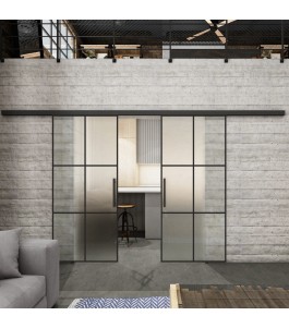 Glasschiebetür BLACK-LINE Loft Schwarzlack 07 Blickdicht