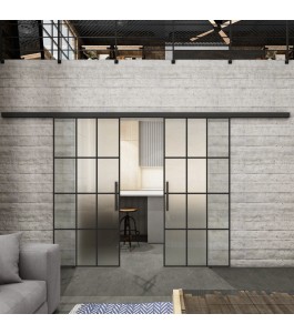Glasschiebetür BLACK-LINE Loft Schwarzlack 10 Blickdicht