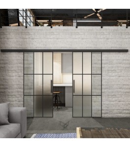 Glasschiebetür BLACK-LINE Loft Schwarzlack 11 Blickdicht