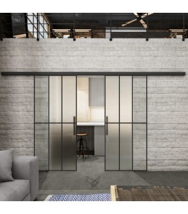 Glasschiebetür BLACK-LINE Loft Schwarzlack 12 Blickdicht