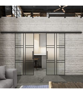 Glasschiebetür BLACK-LINE Loft Schwarzlack 14 Blickdicht