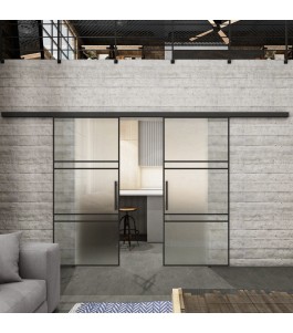 Glasschiebetür BLACK-LINE Loft Schwarzlack 17 Blickdicht