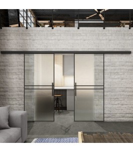 Glasschiebetür BLACK-LINE Loft Schwarzlack 18 Blickdicht