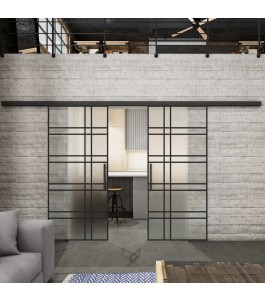 Glasschiebetür BLACK-LINE Loft Schwarzlack 19 Blickdicht