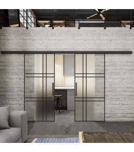 Glasschiebetür BLACK-LINE Loft Schwarzlack 20 Blickdicht