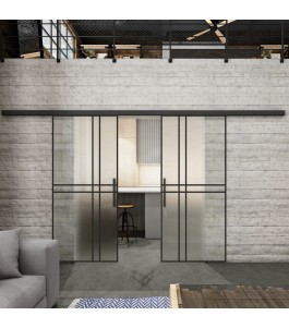 Glasschiebetür BLACK-LINE Loft Schwarzlack 21 Blickdicht