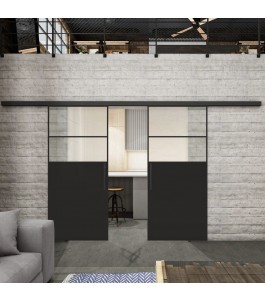 Glasschiebetür BLACK-LINE Loft Schwarzlack 22 Blickdicht