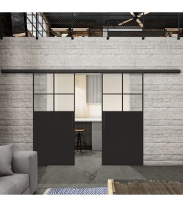 Glasschiebetür BLACK-LINE Loft Schwarzlack 23 Blickdicht