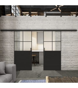 Glasschiebetür BLACK-LINE Loft Schwarzlack 24 Blickdicht