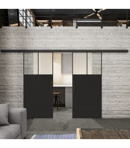 Glasschiebetür BLACK-LINE Loft Schwarzlack 25 Blickdicht