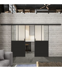 Glasschiebetür BLACK-LINE Loft Schwarzlack 26 Blickdicht