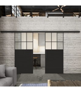 Glasschiebetür BLACK-LINE Loft Schwarzlack 27 Blickdicht