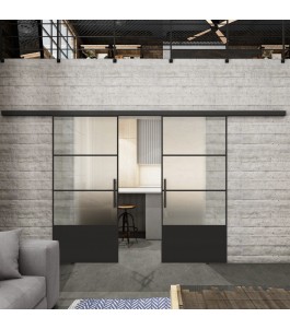 Glasschiebetür BLACK-LINE Loft Schwarzlack 32 Blickdicht