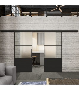 Glasschiebetür BLACK-LINE Loft Schwarzlack 33 Blickdicht