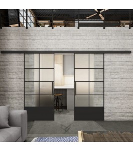 Glasschiebetür BLACK-LINE Loft Schwarzlack 34 Blickdicht