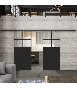 Glasschiebetür BLACK-LINE Loft Schwarzlack 23 Auf Klarglas
