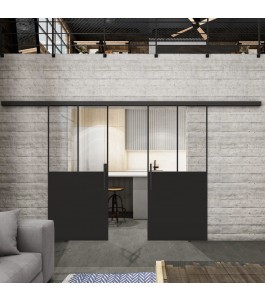 Glasschiebetür BLACK-LINE Loft Schwarzlack 26 Auf Klarglas