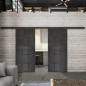 Glasschiebetür BLACK-LINE Loft Schwarzeisen Genietet 21 Auf Grauglas Glasschiebetür BLACK-LINE Loft Schwarzeisen Genietet 21 Auf Grauglas
