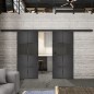 Glasschiebetür BLACK-LINE Loft Schwarzeisen Genietet 29 Auf Grauglas Glasschiebetür BLACK-LINE Loft Schwarzeisen Genietet 29 Auf Grauglas