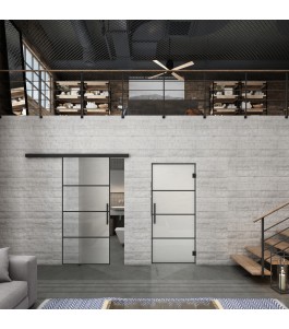Glasschiebetür BLACK-LINE Loft Schwarzlack 02 Blickdicht