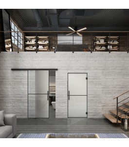 Glasschiebetür BLACK-LINE Loft Schwarzlack 04 Blickdicht