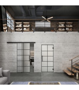 Glasschiebetür BLACK-LINE Loft Schwarzlack 05 Blickdicht
