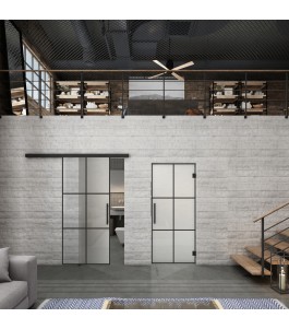 Glasschiebetür BLACK-LINE Loft Schwarzlack 07 Blickdicht