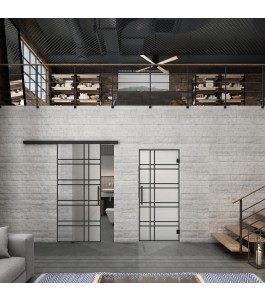 Glasschiebetür BLACK-LINE Loft Schwarzlack 19 Blickdicht