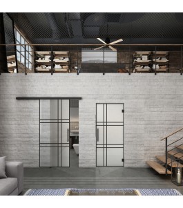 Glasschiebetür BLACK-LINE Loft Schwarzlack 20 Blickdicht