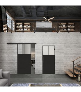 Glasschiebetür BLACK-LINE Loft Schwarzlack 25 Blickdicht