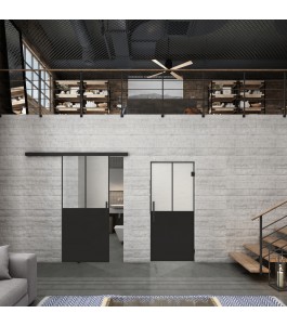 Glasschiebetür BLACK-LINE Loft Schwarzlack 26 Blickdicht