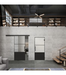 Glasschiebetür BLACK-LINE Loft Schwarzlack 33 Blickdicht