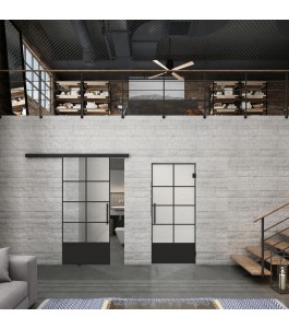 Glasschiebetür BLACK-LINE Loft Schwarzlack 34 Blickdicht