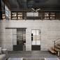 Glasschiebetür BLACK-LINE Loft Schwarzlack 35 Auf Klarglas