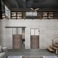 Glasschiebetür BLACK-LINE Loft Rosteisen Genietet 19 Blickdicht