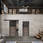Glasschiebetür BLACK-LINE Loft Rosteisen Genietet 17 Auf Grauglas