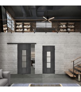 Glasschiebetür BLACK-LINE Loft Schwarzeisen Genietet 34 Blickdicht