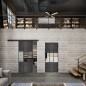 Glasschiebetür BLACK-LINE Loft Schwarzeisen Genietet 33 Auf Klarglas