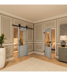 Ganzglastür - Country Graueiche Model 12 - modernes Zuhause