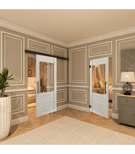Pendeltür - Country Weiss Rustikal Model 11-modernes Zuhause
