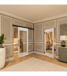 Pendeltür - Country Weiss Rustikal Model 12-modernes Zuhause