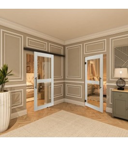 Pendeltür - Country Weiss Rustikal Model 21-modernes Zuhause